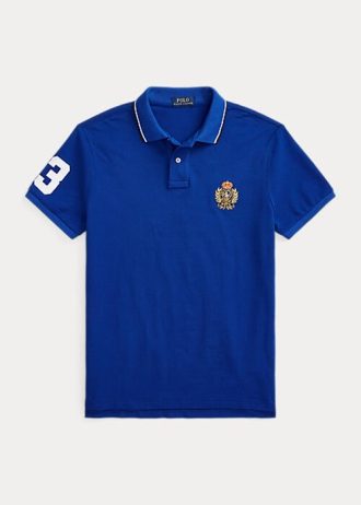 Blue Men’s Ralph Lauren Classic Fit Polo Crest Mesh Polo Shirts