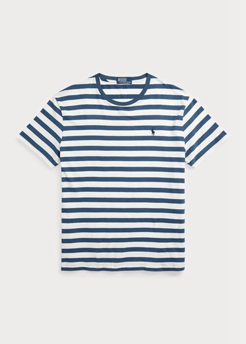 Blue Men’s Ralph Lauren Classic Fit Striped Jersey T Shirts Blue Men’s Ralph Lauren Classic Fit Striped Jersey T Shirts