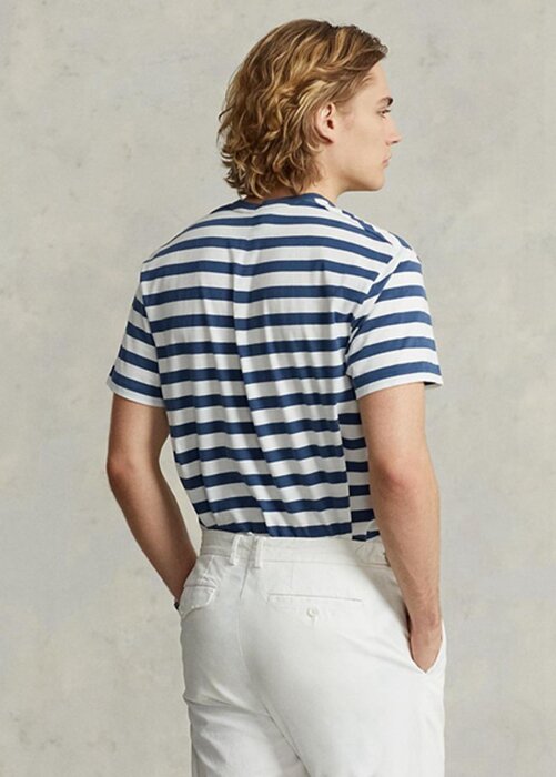 Blue Men’s Ralph Lauren Classic Fit Striped Jersey T Shirts Blue Men’s Ralph Lauren Classic Fit Striped Jersey T Shirts