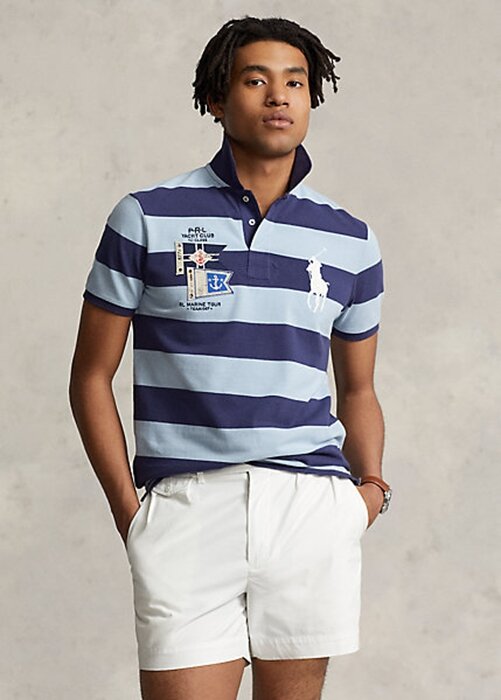 Blue Men’s Ralph Lauren Custom Slim Fit Big Pony Mesh Polo Shirts Blue Men’s Ralph Lauren Custom Slim Fit Big Pony Mesh Polo Shirts