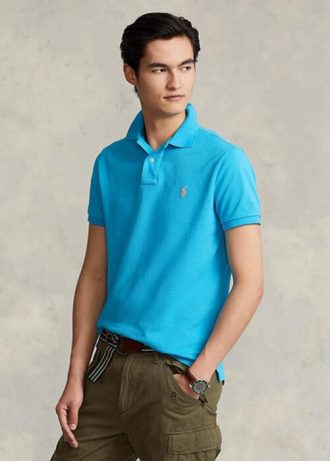 Blue Men’s Ralph Lauren Custom Slim Fit Mesh Polo Shirts