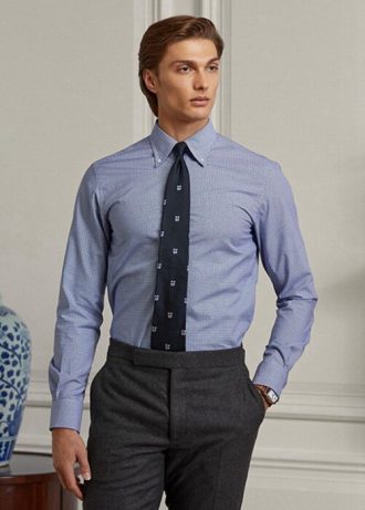 Blue Men’s Ralph Lauren Gingham Easy Care Twill Formal Shirts