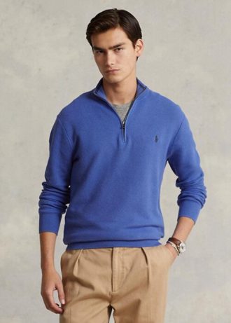 Blue Men’s Ralph Lauren Mesh-knit Cotton Quarter-zip Jumper  Sweaters