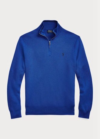 Blue Men’s Ralph Lauren Mesh-knit Cotton Quarter-zip Jumper  Sweaters