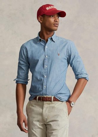 Blue Men’s Ralph Lauren Slim Fit Chambray  Shirts