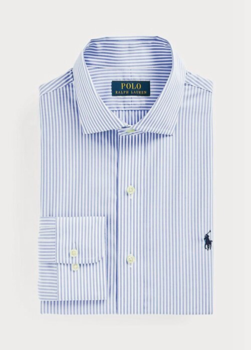 Blue Men’s Ralph Lauren Slim Fit Striped Poplin Formal Shirts Blue Men’s Ralph Lauren Slim Fit Striped Poplin Formal Shirts