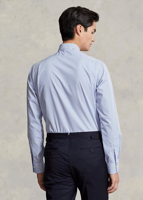 Blue Men’s Ralph Lauren Slim Fit Striped Poplin Formal Shirts Blue Men’s Ralph Lauren Slim Fit Striped Poplin Formal Shirts