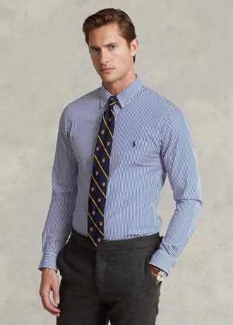 Blue Men’s Ralph Lauren Slim Fit Striped Stretch Poplin Formal Shirts