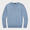 Blue Men’s Ralph Lauren Slim Fit Textured Cotton Jumper Sweaters