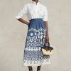 Blue / White Women’s Ralph Lauren Print Beaded Voile A-Line Skirts