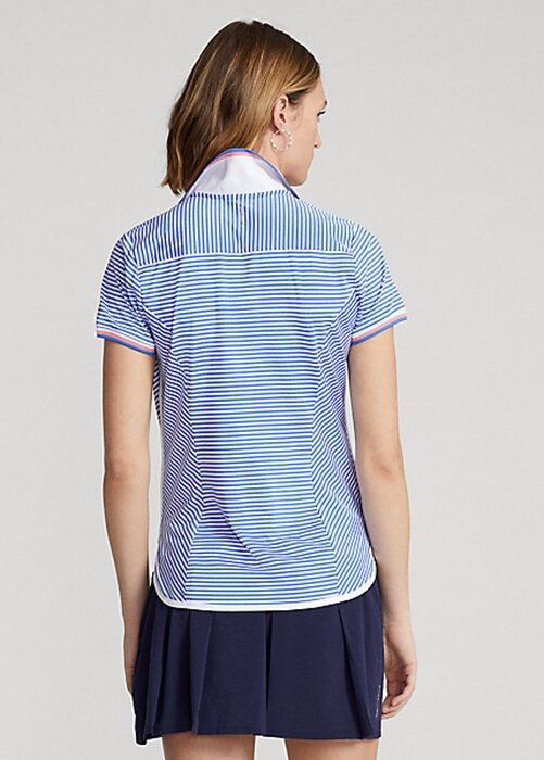 Blue / White Women’s Ralph Lauren Striped Jersey Polo Shirts Blue / White Women’s Ralph Lauren Striped Jersey Polo Shirts
