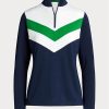 Blue Women’s Ralph Lauren Chevron-stripe Quarter-zip Pullover Sweatshirts