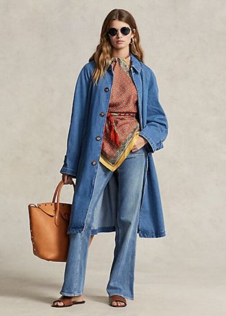 Blue Women’s Ralph Lauren Cotton-Silk-Blend Car Coats