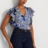 Blue Women’s Ralph Lauren Floral Crinkle Georgette Shirts