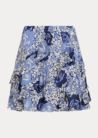 Blue Women’s Ralph Lauren Floral Ruffle-Trim Georgette Skirts