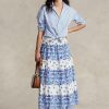 Blue Women’s Ralph Lauren Floral-stripe Tiered Cotton Skirts