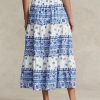 Blue Women’s Ralph Lauren Floral-stripe Tiered Cotton Skirts