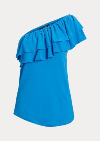 Blue Women’s Ralph Lauren Jersey One-Shoulder Tops