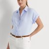 Blue Women’s Ralph Lauren Linen Dolman-Sleeve Shirts