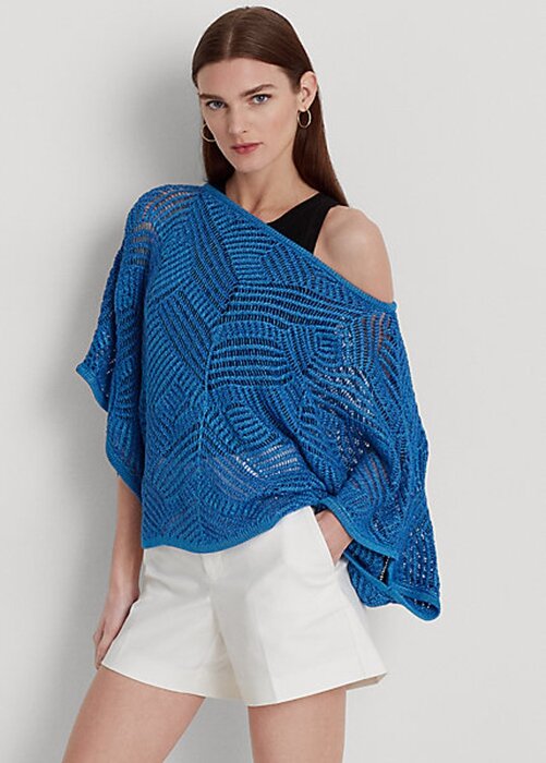 Blue Women’s Ralph Lauren Oversize Cotton-Blend Mesh Sweaters Blue Women’s Ralph Lauren Oversize Cotton-Blend Mesh Sweaters
