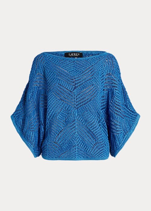 Blue Women’s Ralph Lauren Oversize Cotton-Blend Mesh Sweaters Blue Women’s Ralph Lauren Oversize Cotton-Blend Mesh Sweaters
