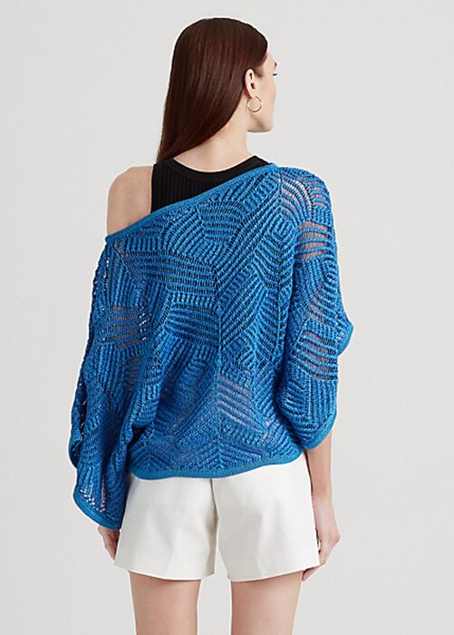 Blue Women’s Ralph Lauren Oversize Cotton-Blend Mesh Sweaters Blue Women’s Ralph Lauren Oversize Cotton-Blend Mesh Sweaters