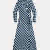 Blue Women’s Ralph Lauren Plaid Cotton Voile Wrap Dress