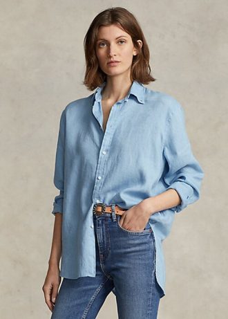 Blue Women’s Ralph Lauren Relaxed Fit Linen Shirts