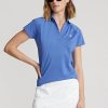 Blue Women’s Ralph Lauren Scalloped-Placket Mesh Polo Shirts Blue Women’s Ralph Lauren Scalloped-Placket Mesh Polo Shirts