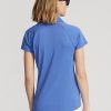 Blue Women’s Ralph Lauren Scalloped-Placket Mesh Polo Shirts Blue Women’s Ralph Lauren Scalloped-Placket Mesh Polo Shirts
