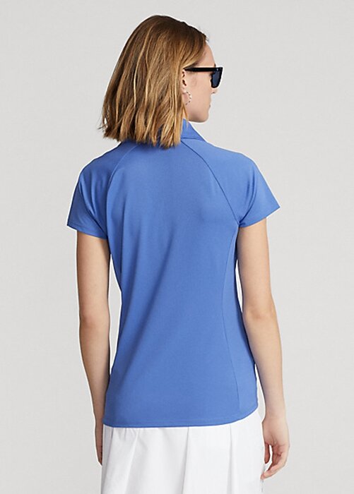Blue Women’s Ralph Lauren Scalloped-Placket Mesh Polo Shirts Blue Women’s Ralph Lauren Scalloped-Placket Mesh Polo Shirts