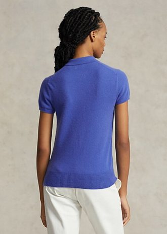 Blue Women’s Ralph Lauren Slim Fit Cashmere Polo Shirts