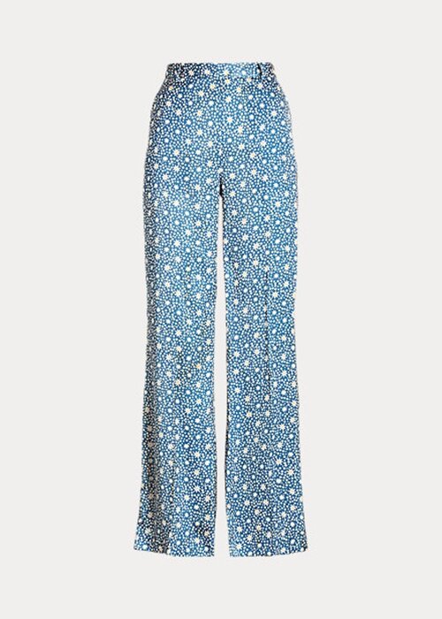 Blue Women’s Ralph Lauren Starburst-Motif Satin Wide-Leg Pants Blue Women’s Ralph Lauren Starburst-Motif Satin Wide-Leg Pants