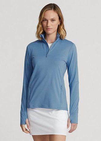 Blue Women’s Ralph Lauren Stretch Jersey Quarter-Zip Sweatshirts