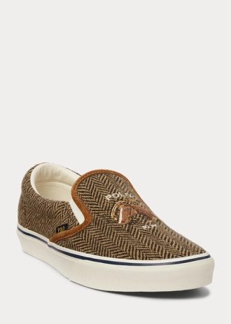 Brown / Brown Men’s Ralph Lauren Keaton Tweed Slip-On Sneakers