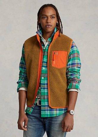 Brown Men’s Ralph Lauren Bonded Pile Fleece Vest
