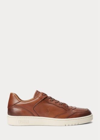 Brown Men’s Ralph Lauren Court Leather Sneakers