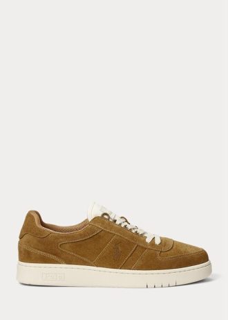 Brown Men’s Ralph Lauren Court Suede Low-Top Sneakers