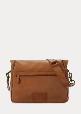 Brown Men’s Ralph Lauren Heritage Leather Messenger Bags