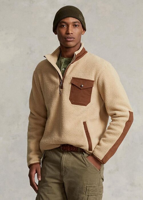 Brown Men’s Ralph Lauren Hybrid Quarter-zip Pullover Sweatshirt Brown Men’s Ralph Lauren Hybrid Quarter-zip Pullover Sweatshirt