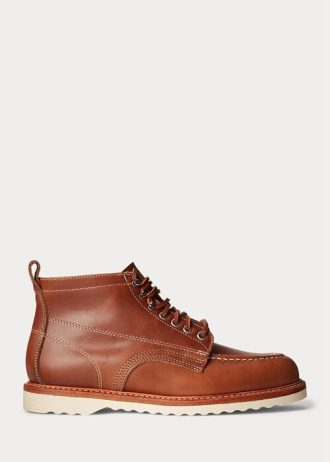 Brown Men’s Ralph Lauren Leather Lace-Up Boots