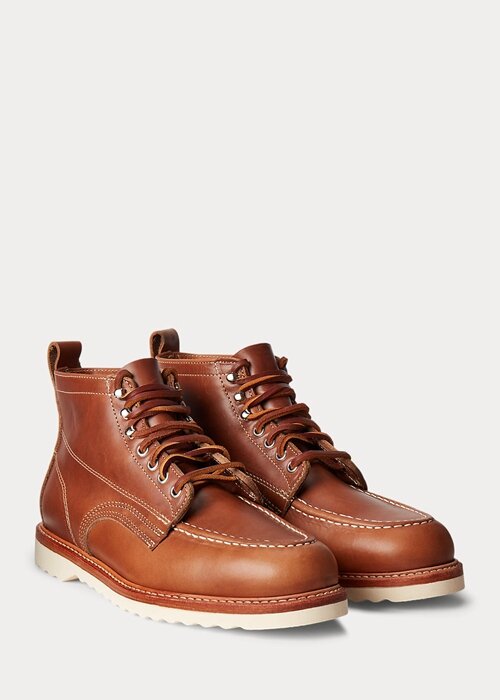 Brown Men’s Ralph Lauren Leather Lace-Up Boots Brown Men’s Ralph Lauren Leather Lace-Up Boots