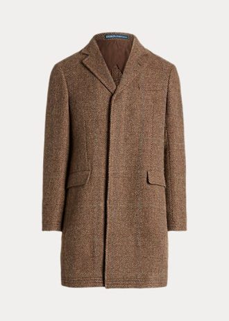Brown Men’s Ralph Lauren Lightweight Wool Herringbone Topcoat Coats