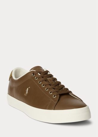 Brown Men’s Ralph Lauren Longwood Leather Sneakers