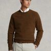 Brown Men’s Ralph Lauren Suede-patch Wool Crewneck Jumper Sweaters Brown Men’s Ralph Lauren Suede-patch Wool Crewneck Jumper Sweaters