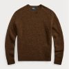 Brown Men’s Ralph Lauren Suede-patch Wool Crewneck Jumper Sweaters Brown Men’s Ralph Lauren Suede-patch Wool Crewneck Jumper Sweaters