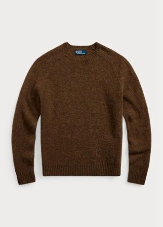 Brown Men’s Ralph Lauren Suede-patch Wool Crewneck Jumper  Sweaters