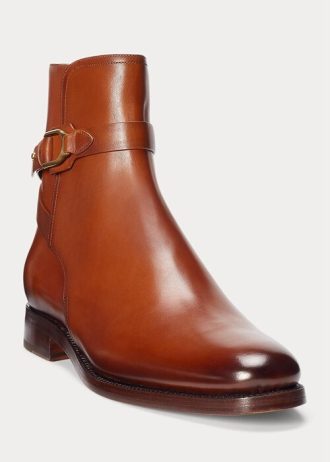 Brown Men’s Ralph Lauren Welington Burnished Calfskin Boots