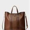Brown Men’s Ralph Lauren Welington Burnished Calfskin Tote Bags