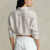 Brown / White Women’s Ralph Lauren Relaxed Fit Striped Linen Shirts